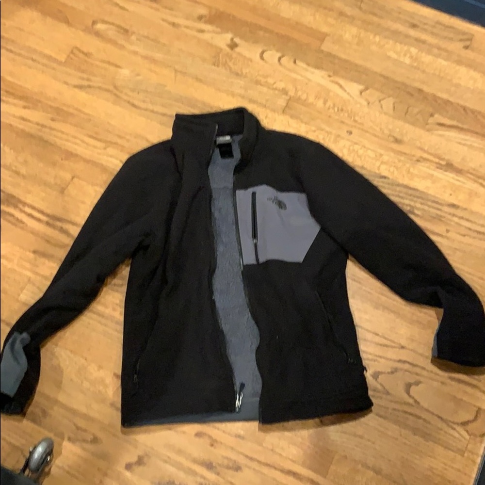 North Face fleece zip up, black, size small